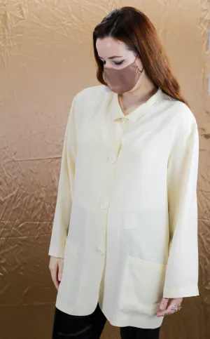 1980s Krizia Cream Silk Shirt-Jacket, Large