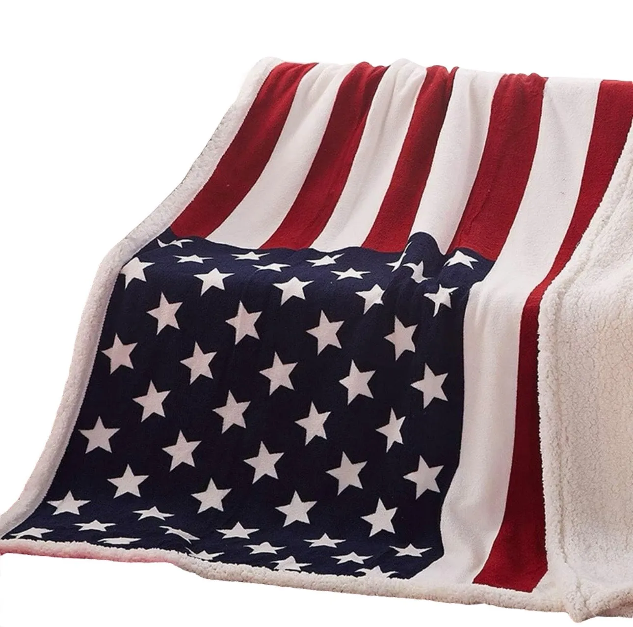 AD "Cozy" Patriotic American Flag Flannel Blanket