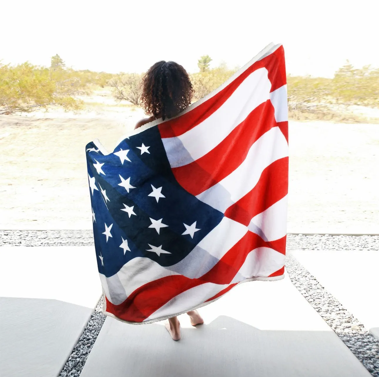 AD "Cozy" Patriotic American Flag Flannel Blanket