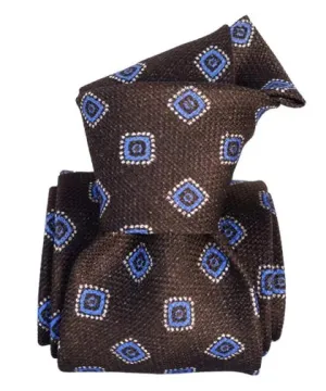 Argegno Foulard Silk Tie, Brown / Blue