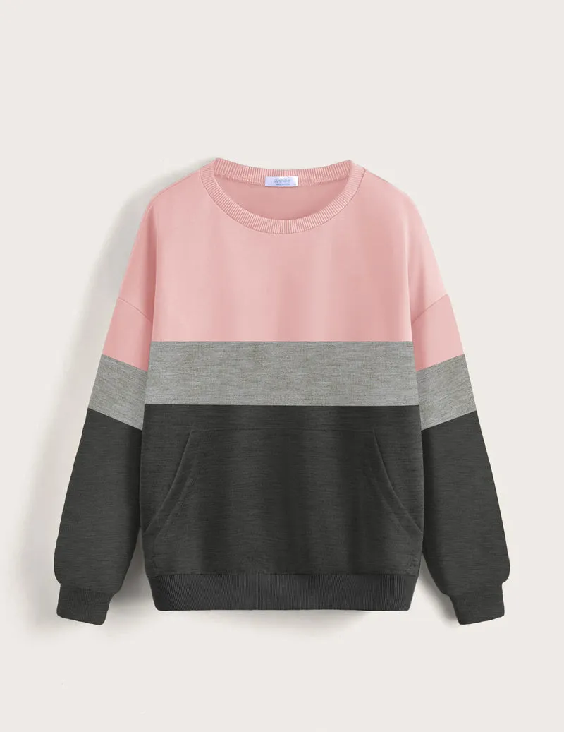 Arshiner Girls Color Block Sweatshirts Tops Kids Long Sleeve Hoodies