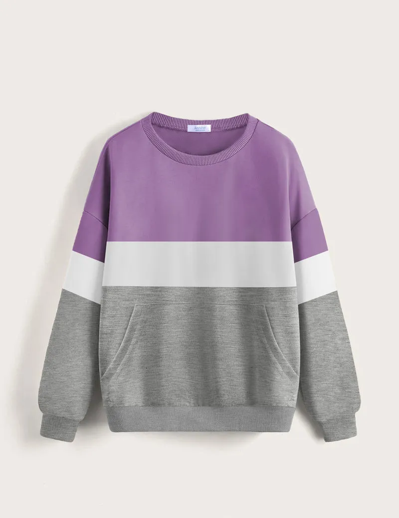 Arshiner Girls Color Block Sweatshirts Tops Kids Long Sleeve Hoodies