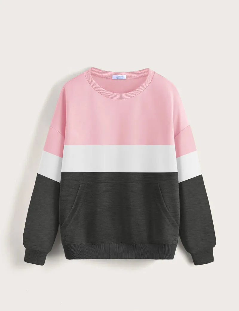 Arshiner Girls Color Block Sweatshirts Tops Kids Long Sleeve Hoodies