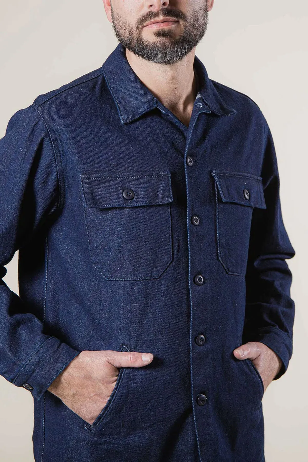 Benzak - BWS-03 Military Overshirt 13.75 oz. Brushed Denim