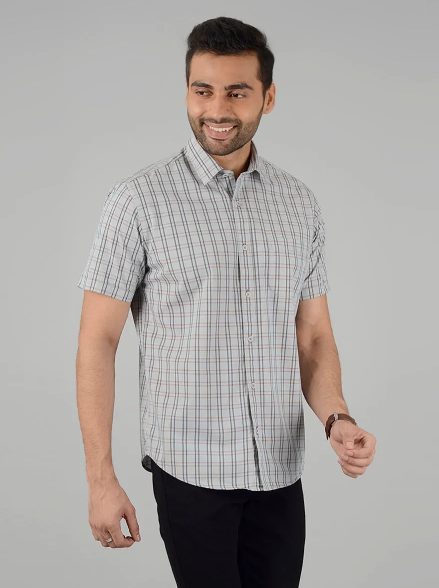 Bistro Green Checked Classic Fit Casual Shirt | Greenfibre