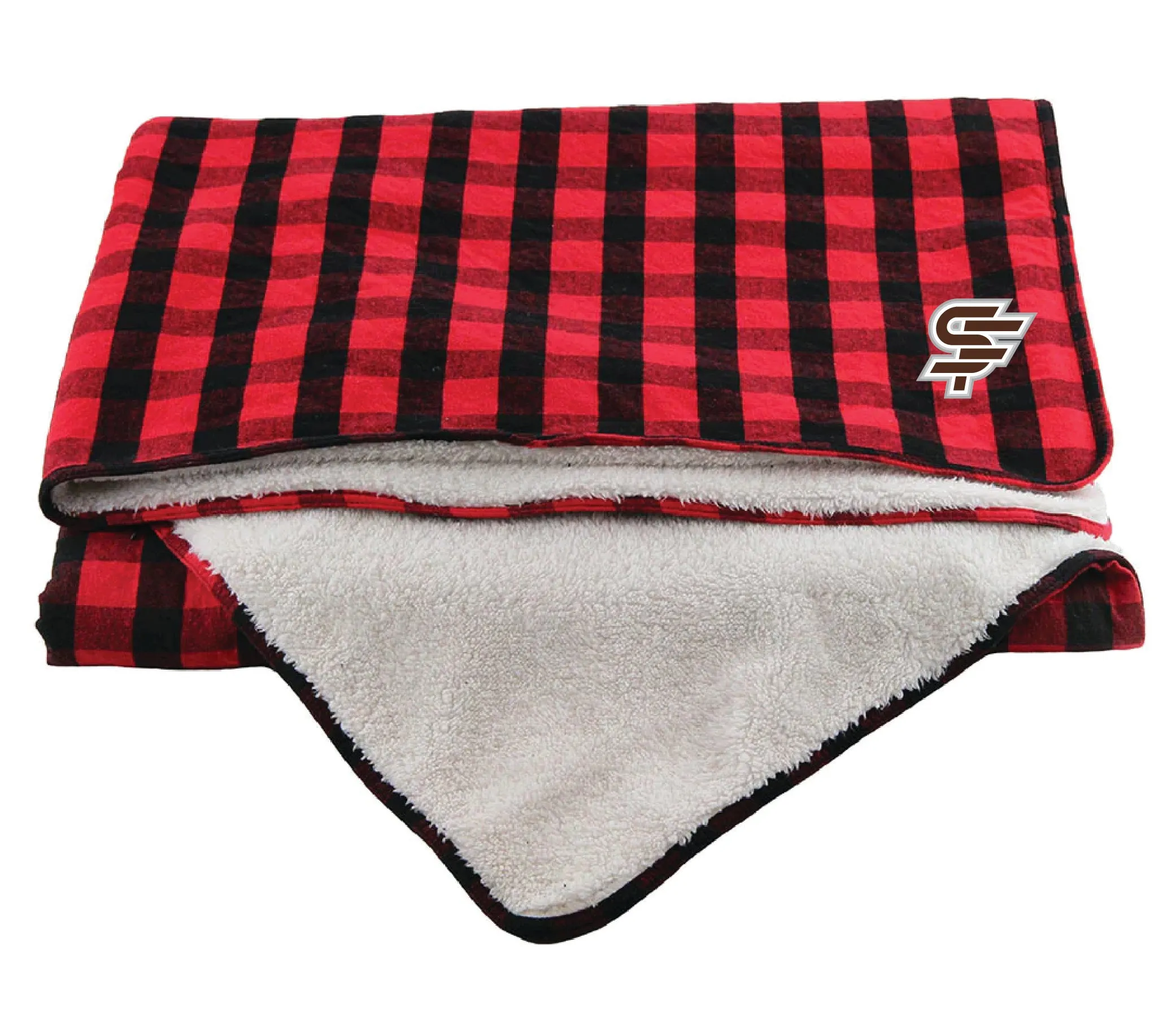 Blanket, Flannel/Sherpa- Charcoal/ Black Plaid or Red/Black Plaid