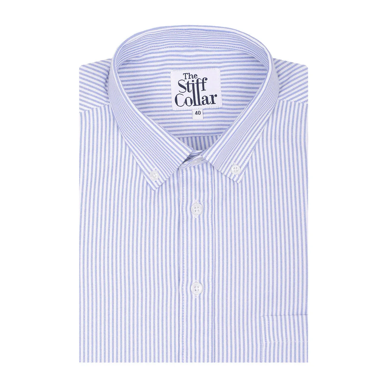 Blue Candy Oxford Stripes Button Down Cotton Shirt