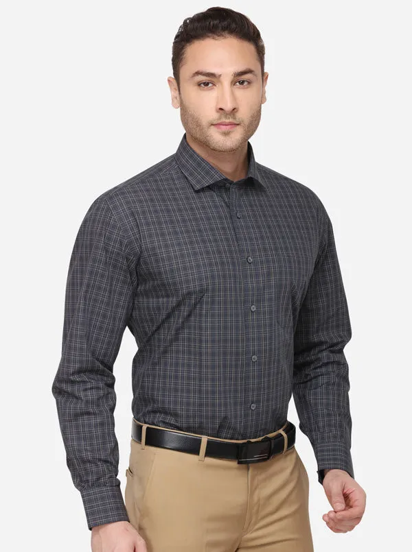 Brown Checked Regular Fit Formal Shirt | JadeBlue