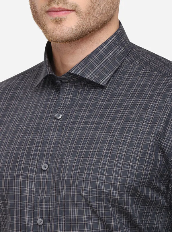 Brown Checked Regular Fit Formal Shirt | JadeBlue