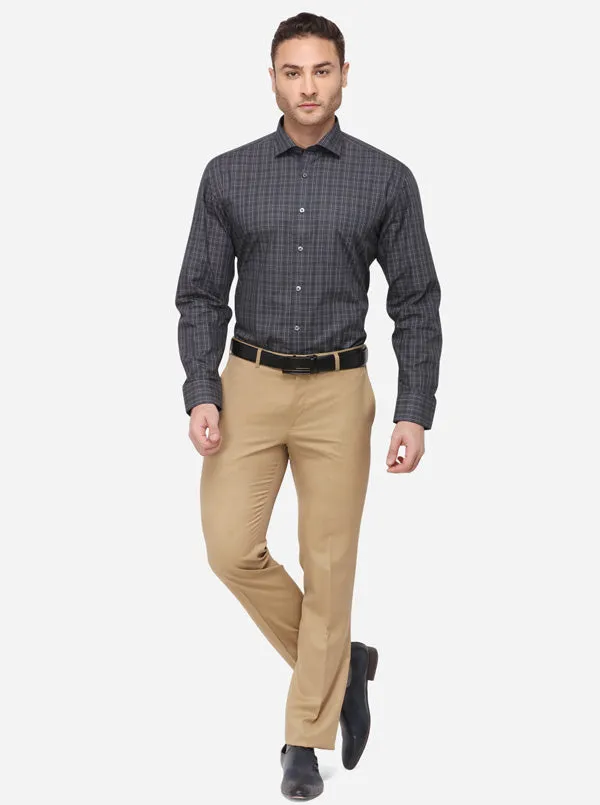 Brown Checked Regular Fit Formal Shirt | JadeBlue