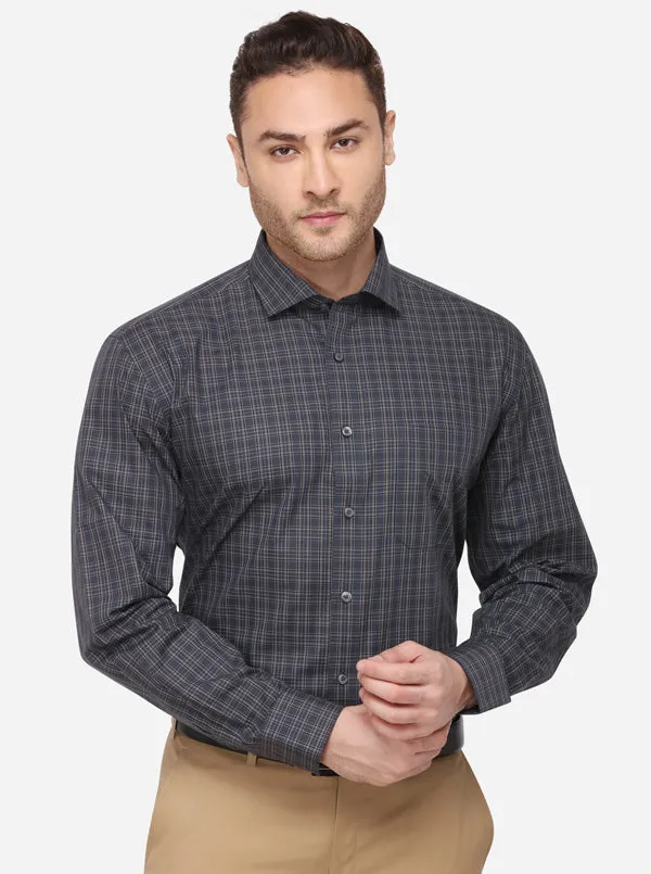 Brown Checked Regular Fit Formal Shirt | JadeBlue