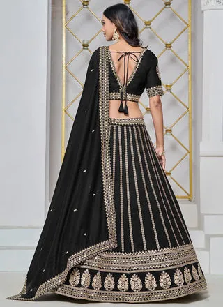 Classic Black Art Silk Sequined Embroidered Lehenga Choli