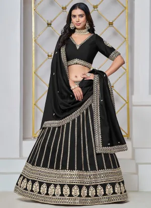 Classic Black Art Silk Sequined Embroidered Lehenga Choli