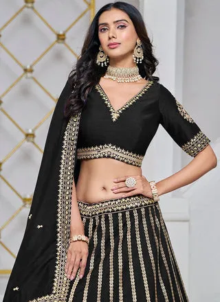 Classic Black Art Silk Sequined Embroidered Lehenga Choli