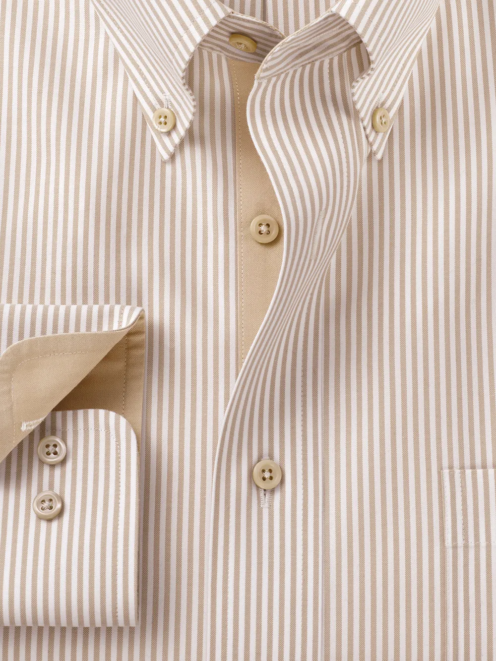 Comfort Stretch Non-iron Stripe Dress Shirt With Contrast Trim