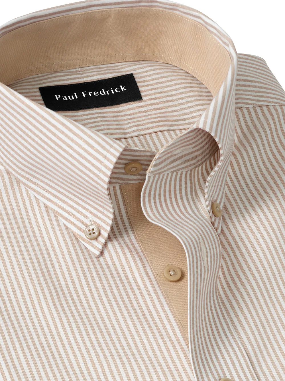 Comfort Stretch Non-iron Stripe Dress Shirt With Contrast Trim