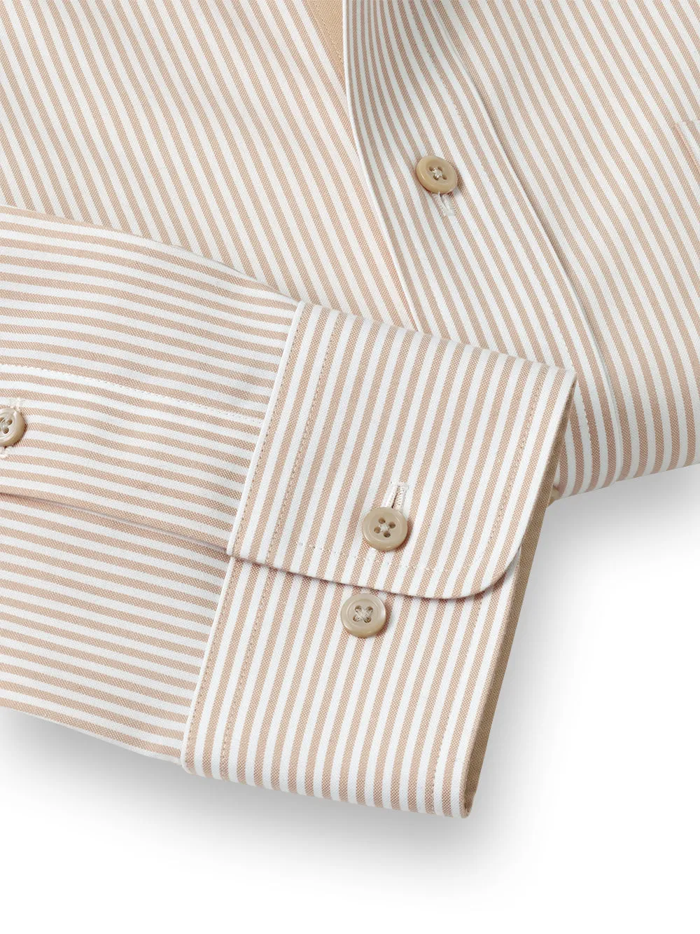 Comfort Stretch Non-iron Stripe Dress Shirt With Contrast Trim