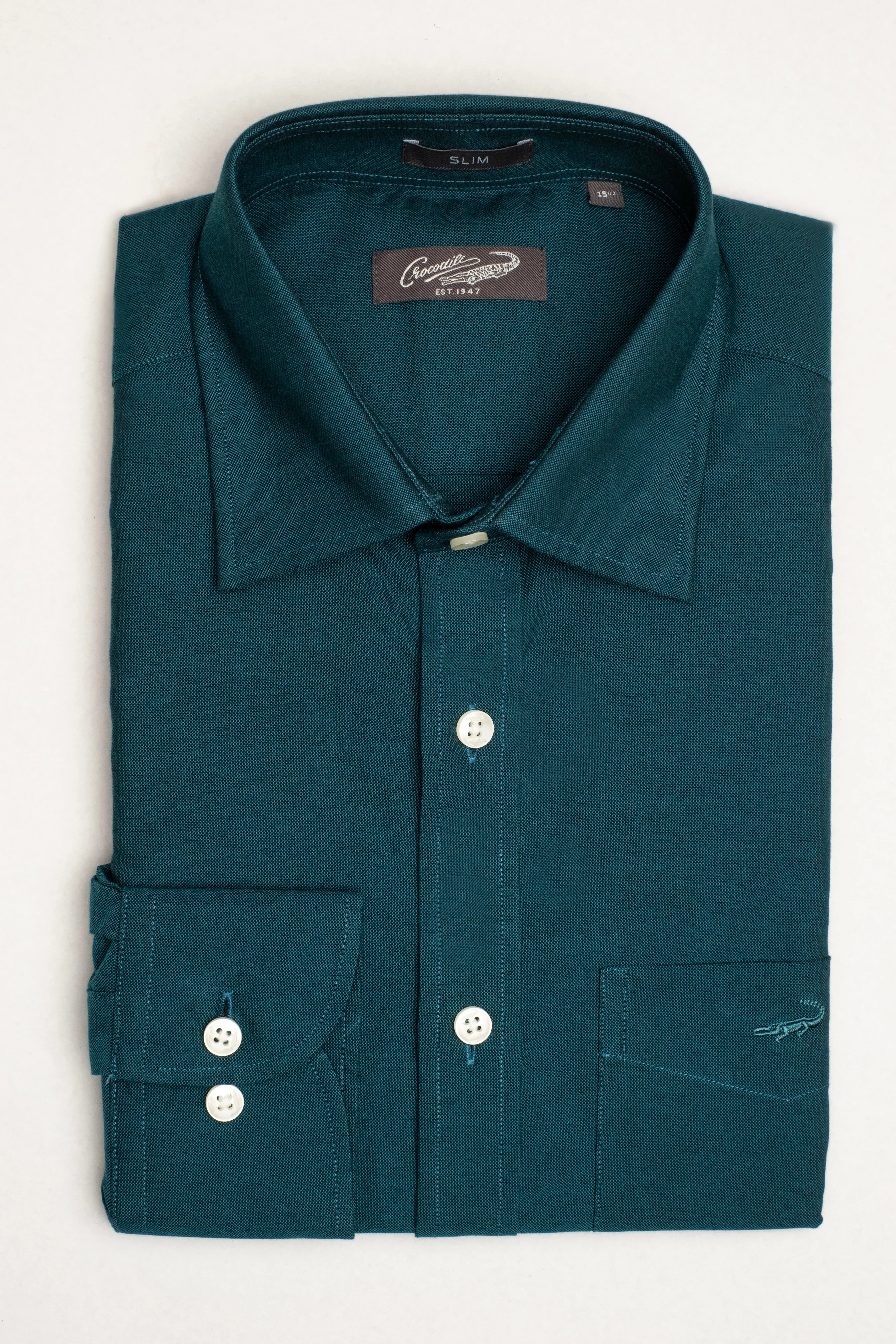 Crocodile Formal Core Plain Slim Fit-Teal