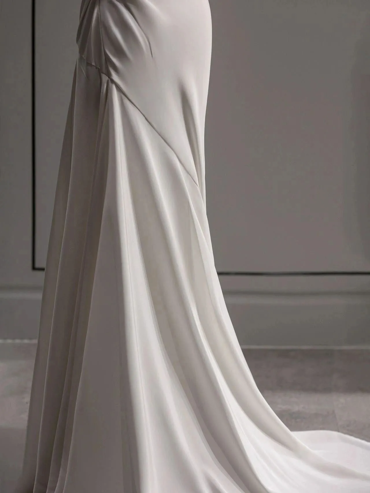 Elegant Spaghetti Straps Sheath Simple Silk Wedding Dress