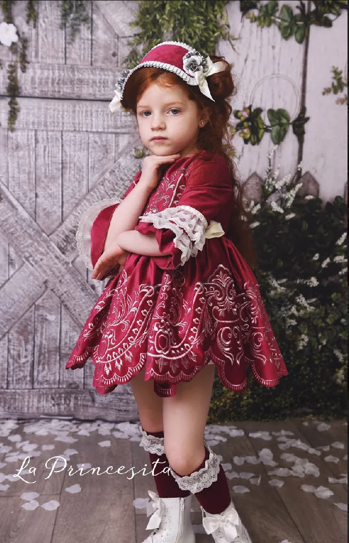 Embroidered Burgundy Dress