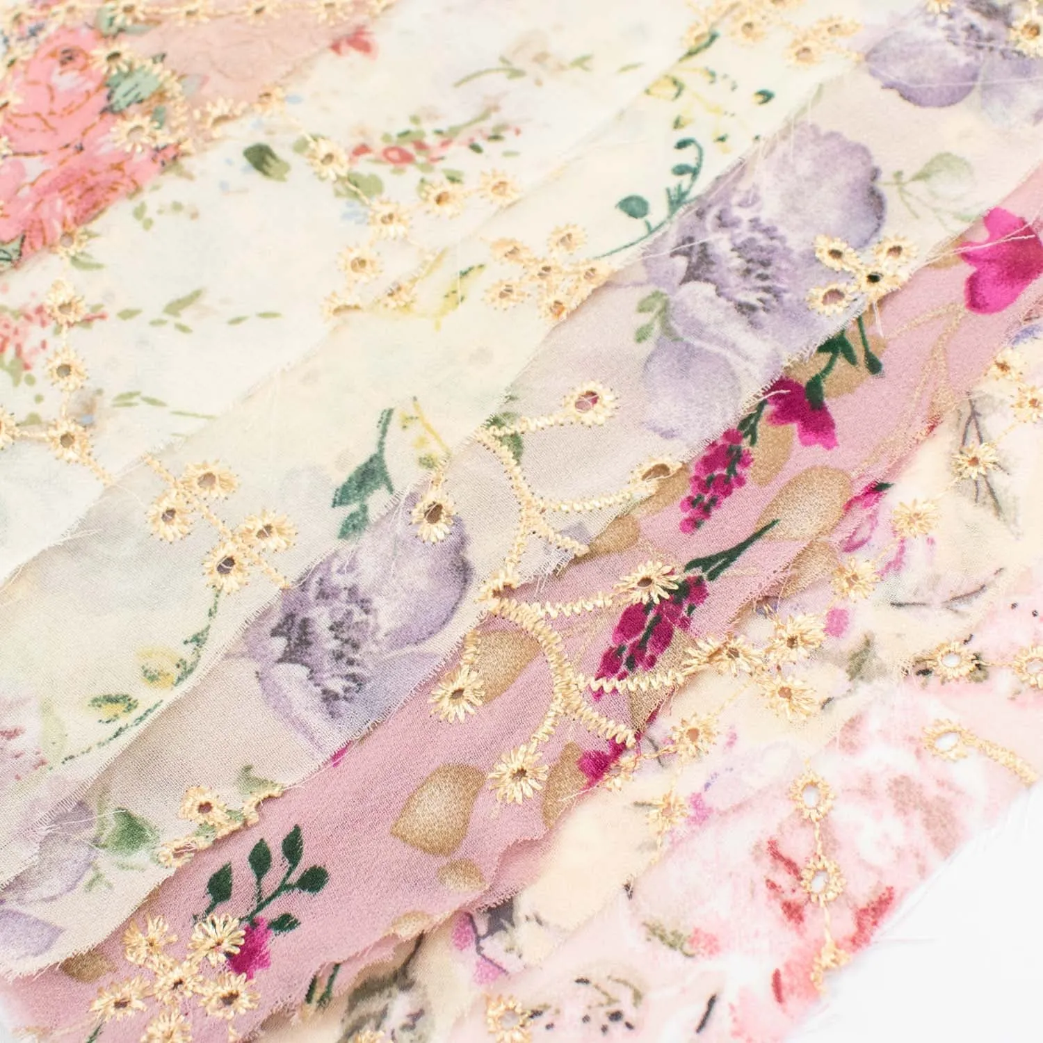 Embroidered Floral Print Chiffon Sample Book