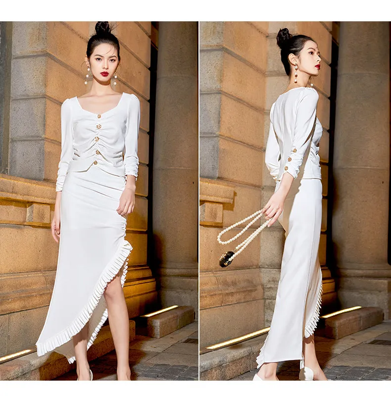 Evening  light luxury collection for spring and summer slit dress- Skia