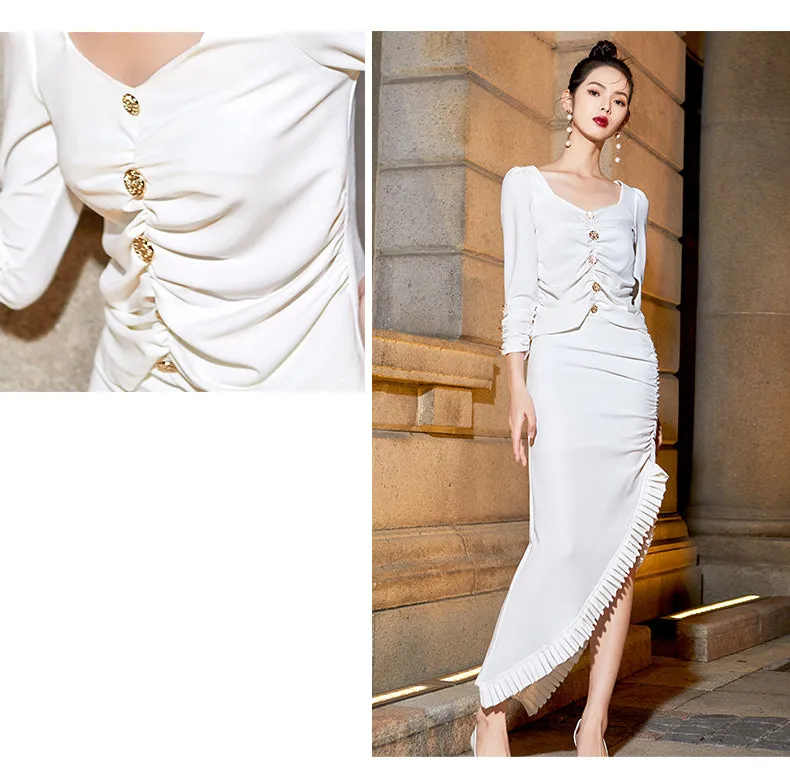 Evening  light luxury collection for spring and summer slit dress- Skia