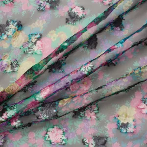 Floral/Black Silk Organza Jacquard