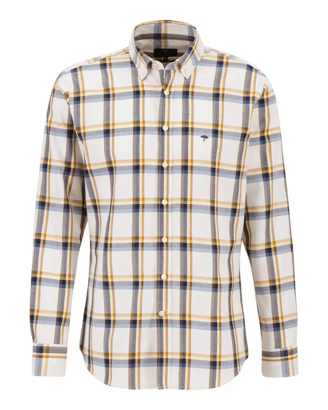 Fynch-Hatton Yellow Combi Checked Moder Fit Shirt