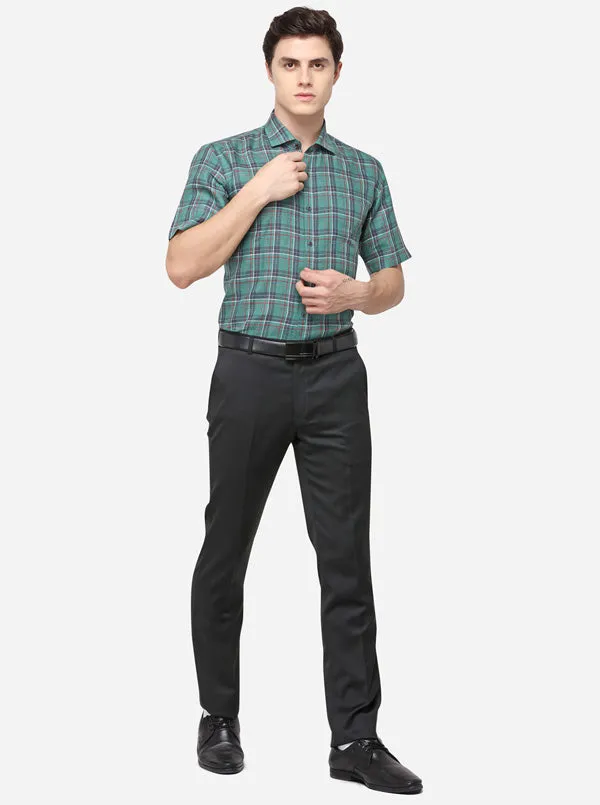 Green & Blue Checked Regular Fit Formal Shirt | JadeBlue