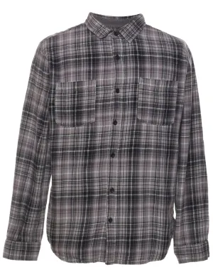 Grey 1990s Flannel Checked Shirt - L