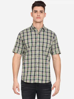 Grey & Green Checked Classic Fit Casual Shirt | Greenfibre