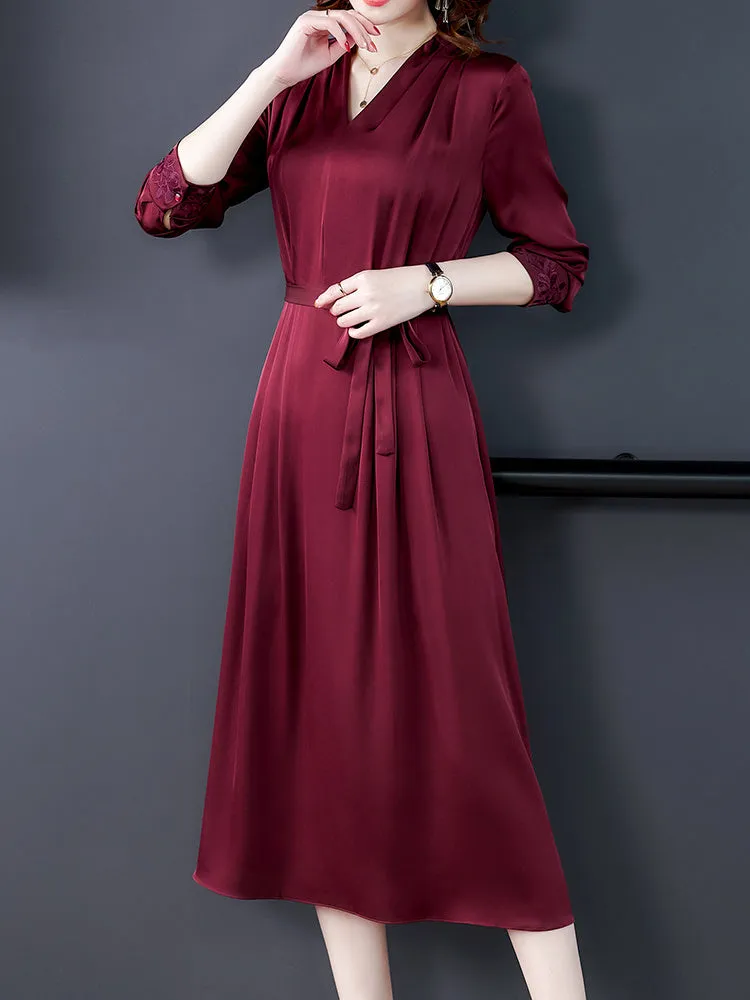 Heavy Silk Long-Sleeved Spring Dress