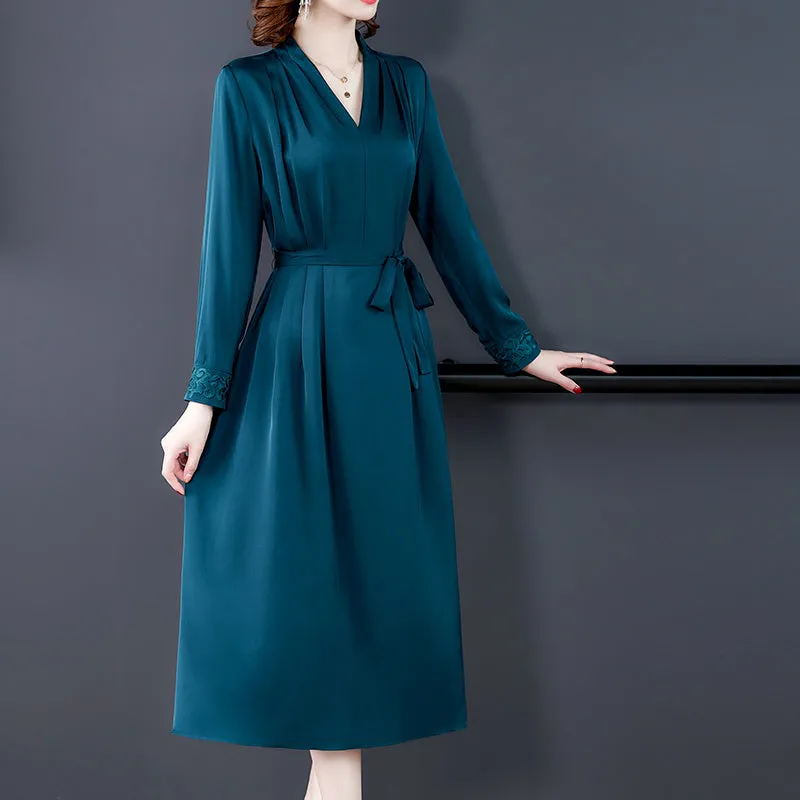 Heavy Silk Long-Sleeved Spring Dress