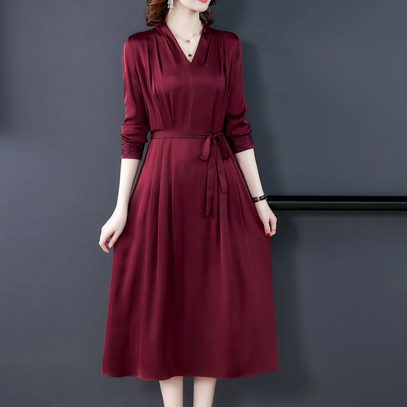 Heavy Silk Long-Sleeved Spring Dress