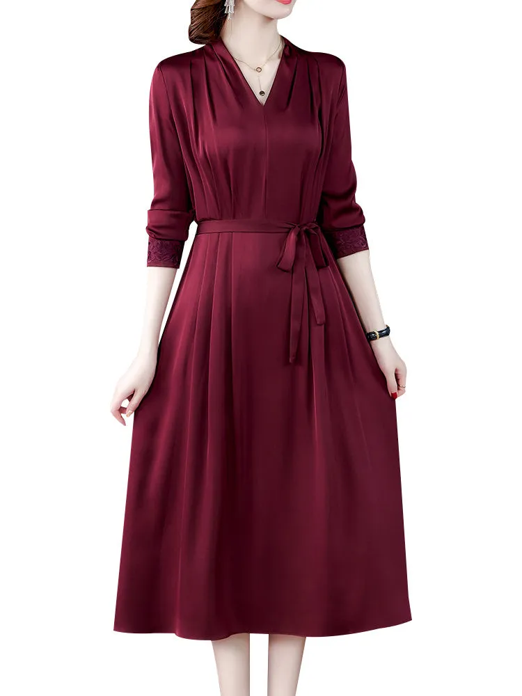 Heavy Silk Long-Sleeved Spring Dress