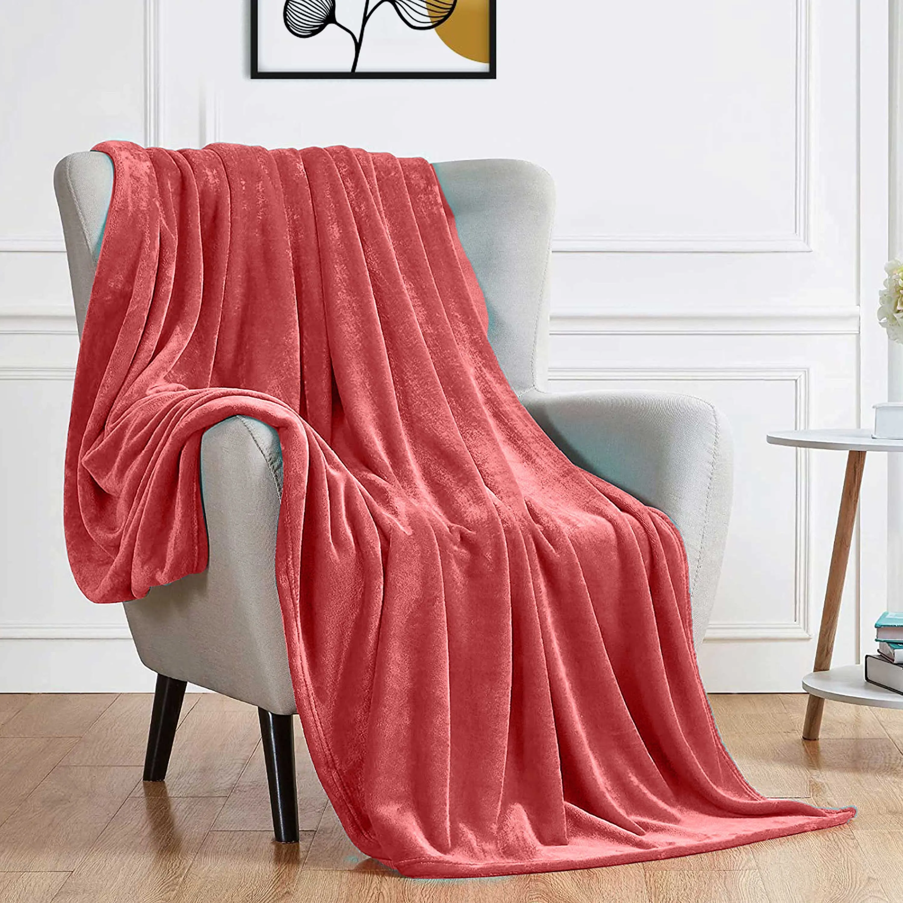 High Quality Blush Double Size Blanket 220x240cm Soft Flannel Blanket Suitable for All Seasons it is Warm Throw Blanket for Bedroom, Couch Sofa, Living Room, Fashion Sofa Bedding, Car, Sofa Recliner