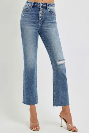 High Rise Cropped Straight Jeans