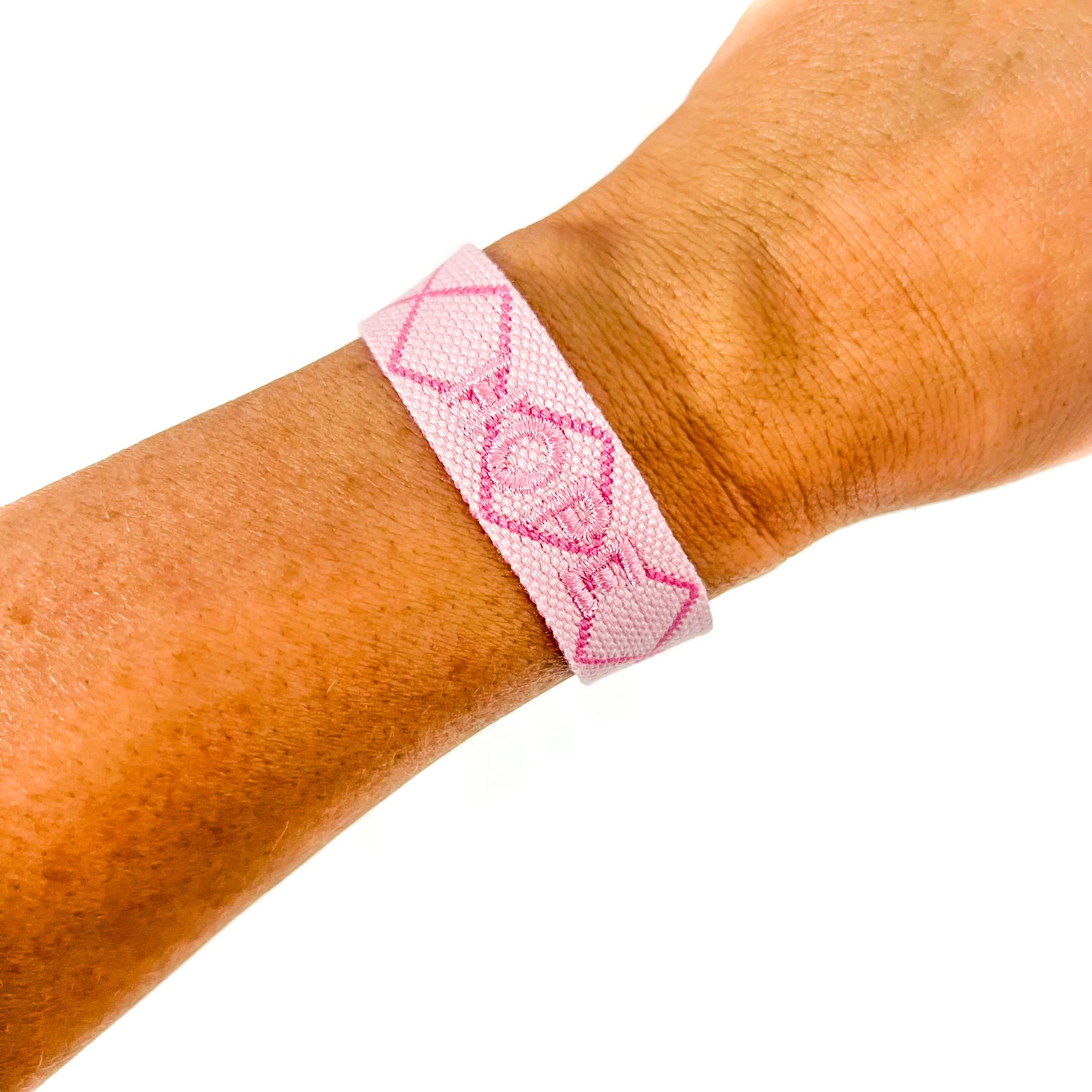 Hope Pink Breast Cancer Awareness Embroidered Bracelet