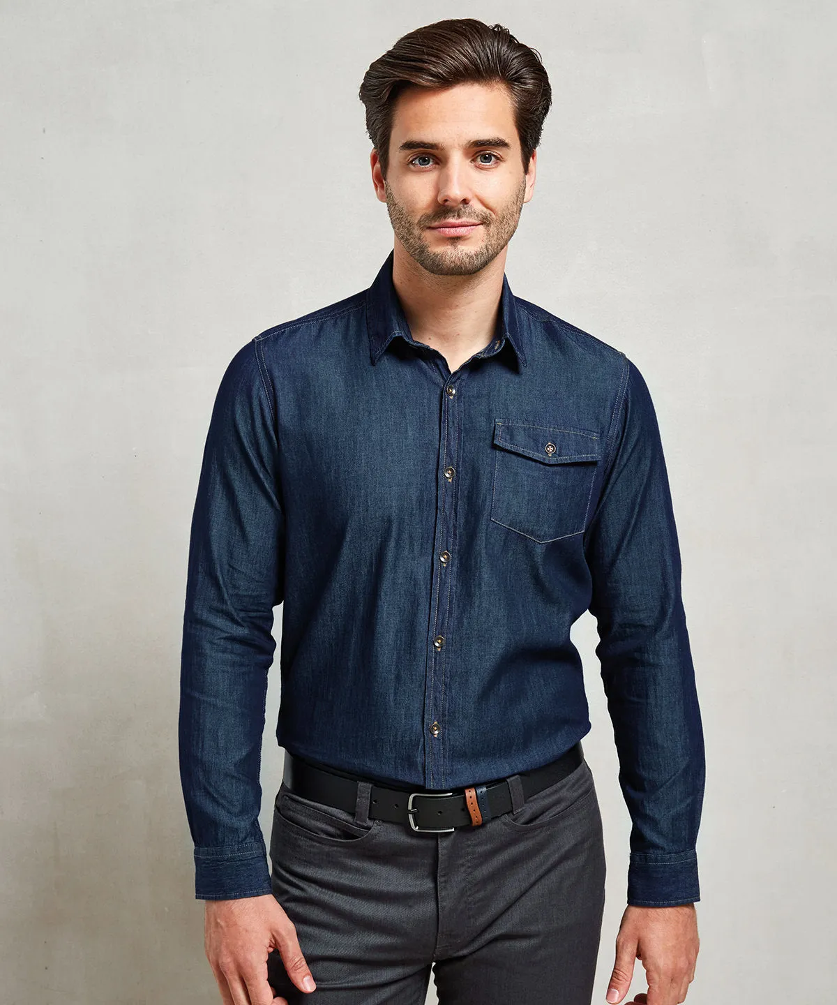 Jeans stitch denim shirt | Black Denim