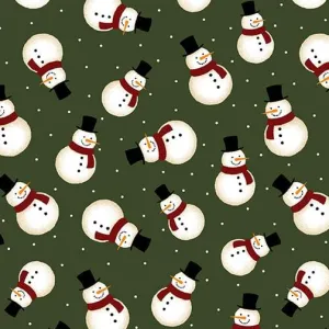 Jingle Bell Flannel - Crossroads Snowman Green