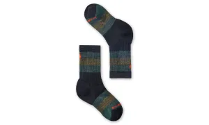 Kid's Smartwool Hike Full Cushion Striped Crew Socks Color: Black-Military Olive