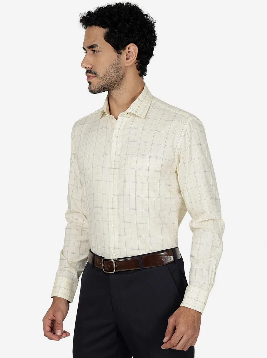 Lemon Yellow Checked Regular Fit Formal Shirt | JadeBlue