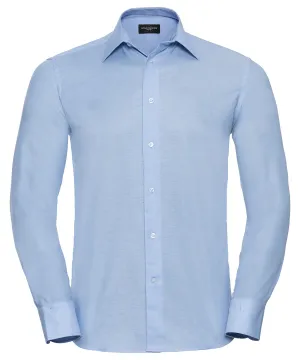 Long sleeve easycare tailored Oxford shirt | Oxford Blue