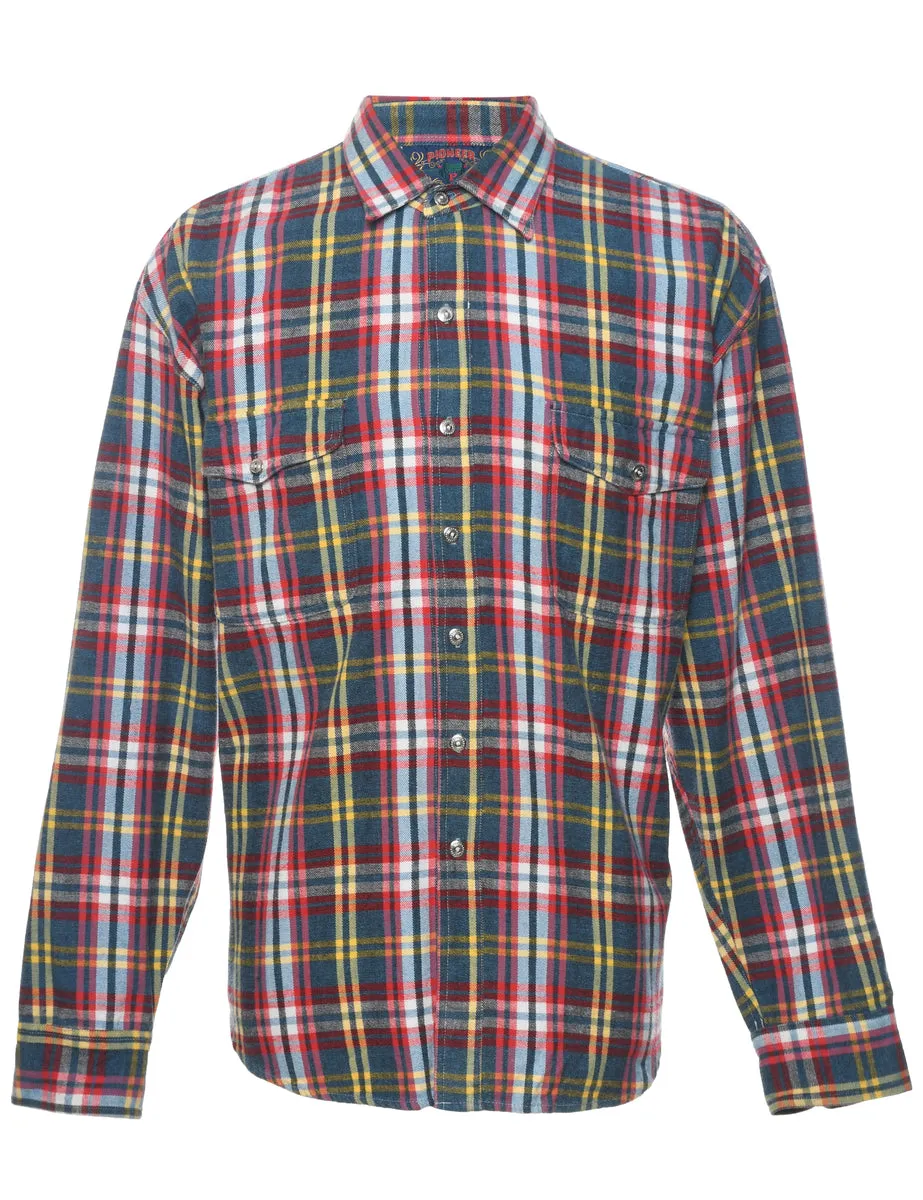 Long Sleeved Checked Multi-Colour Flannel Shirt - L