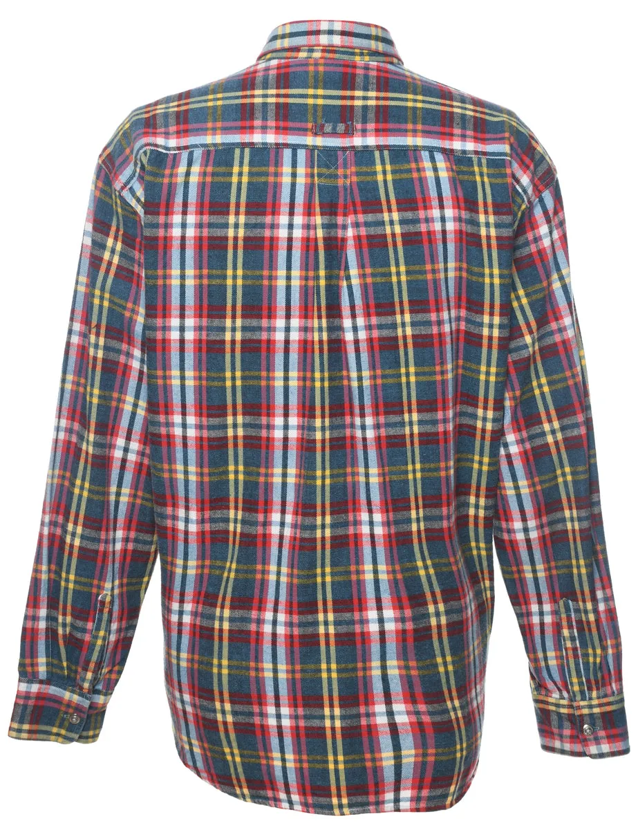 Long Sleeved Checked Multi-Colour Flannel Shirt - L