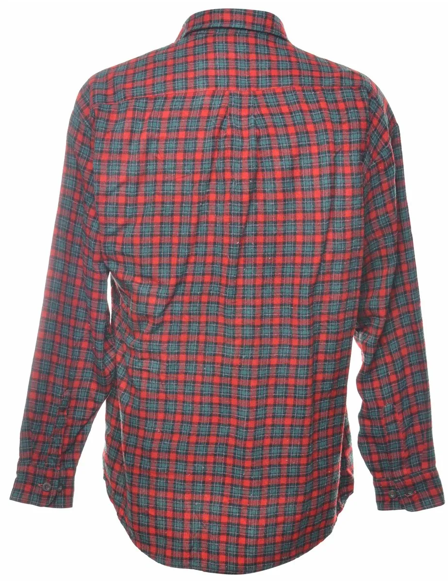 Long Sleeved Red & Green Checked Shirt - L