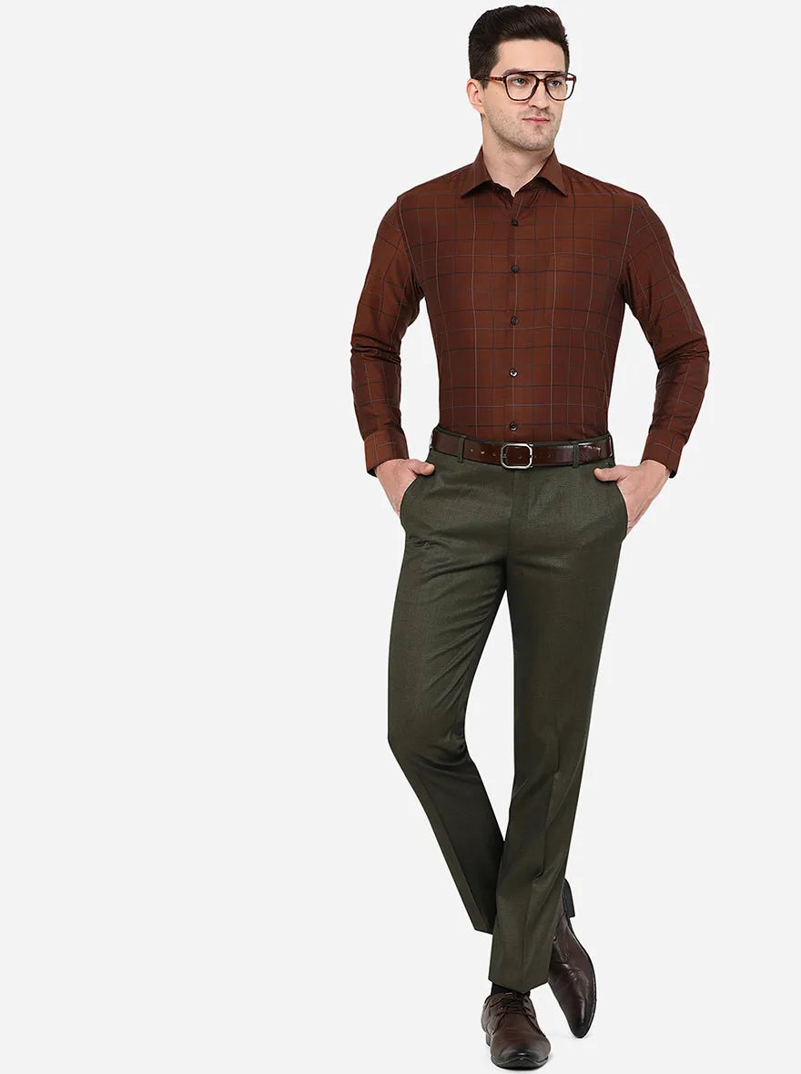 Maroon Checked Slim Fit Formal Shirt | Metal