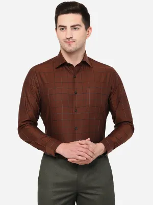 Maroon Checked Slim Fit Formal Shirt | Metal