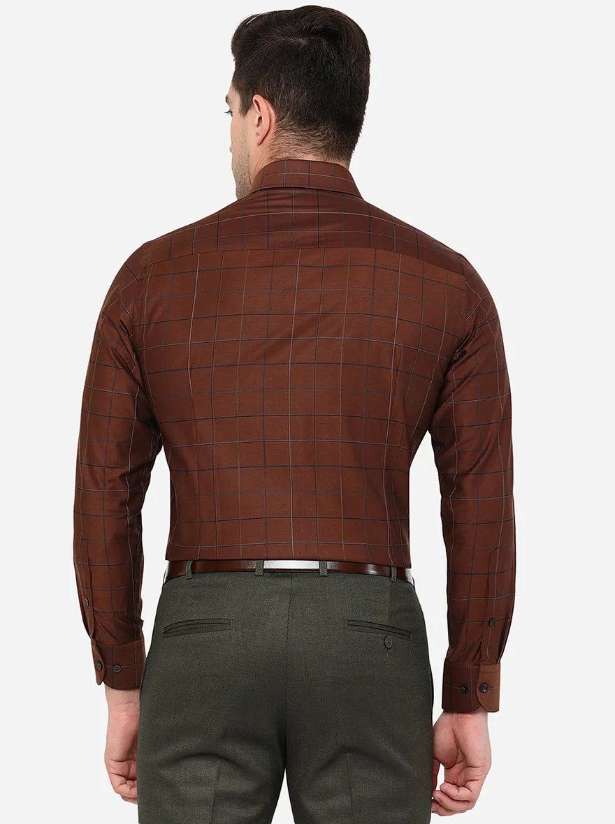 Maroon Checked Slim Fit Formal Shirt | Metal